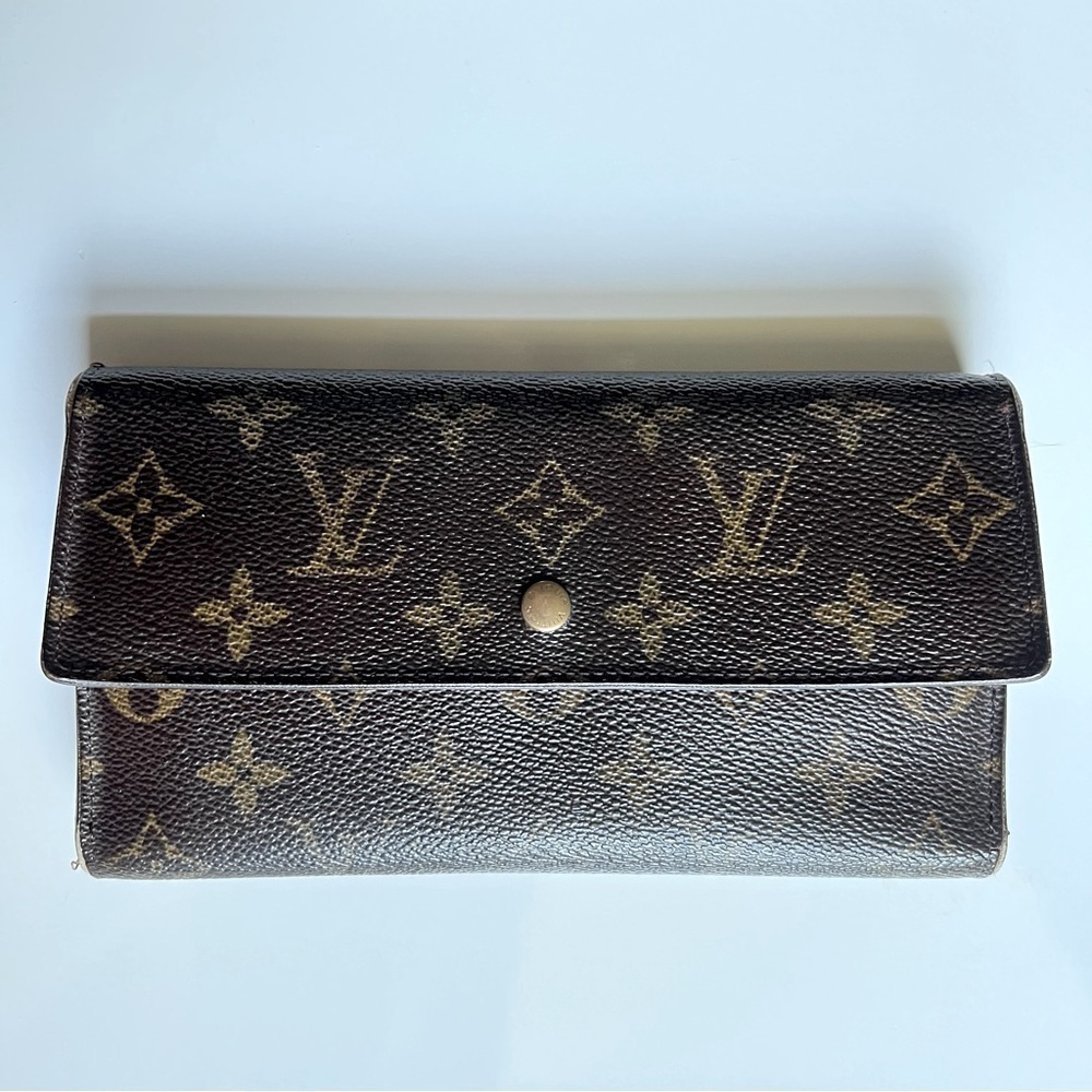 Louis Vuitton monogram Porte Tresor International tri fold wallet brown